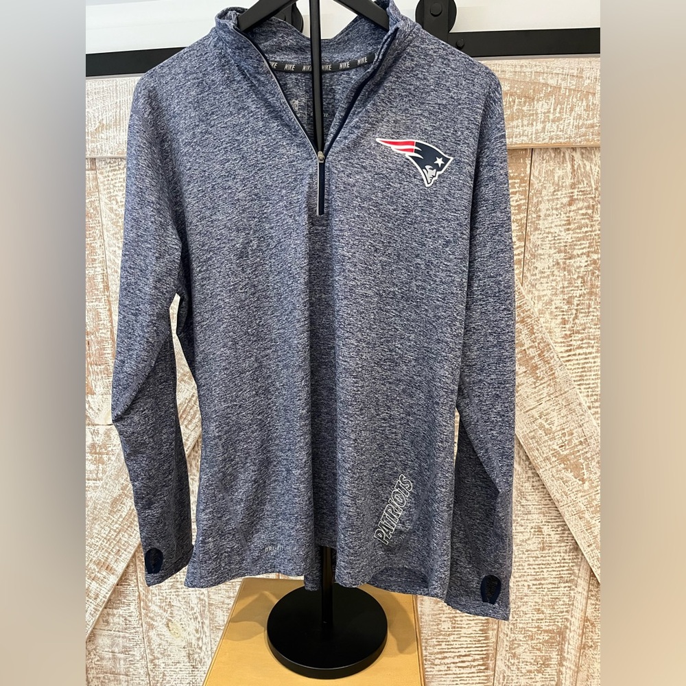 Women’s Nike Dri-Fit New England Patriots Heather Blue Quarter-Zip Size XXL